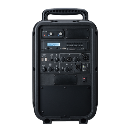 built-in 2 wirelss mic receiver and audio player, powered by LFP long lasting battery